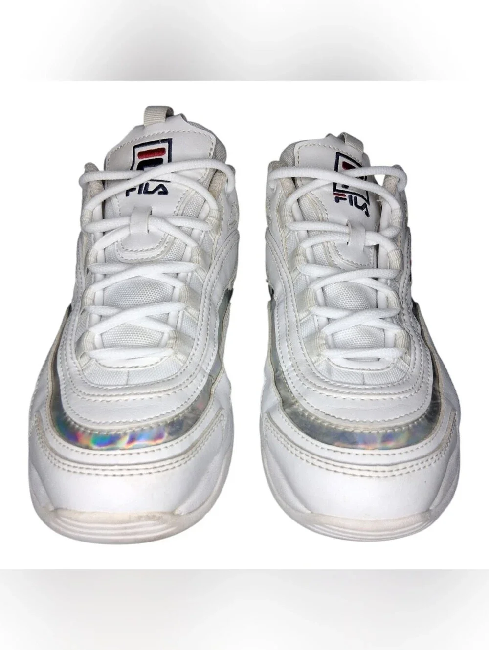 FILA Ray Shoes White Iridescent Streetwear Fashion Sneakers Women's Size 7